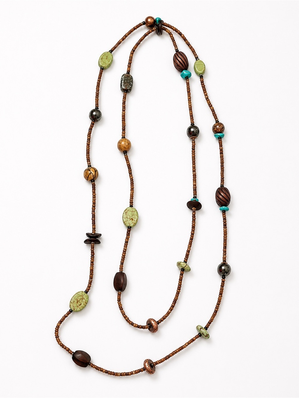 Silpada Brown Necklace with Green & Turquoise Beads